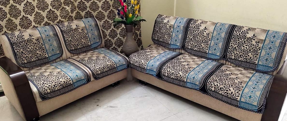 Griiham Contemporary Leaves Design Sofa Cover for 5 Seater Sofa - Image 3