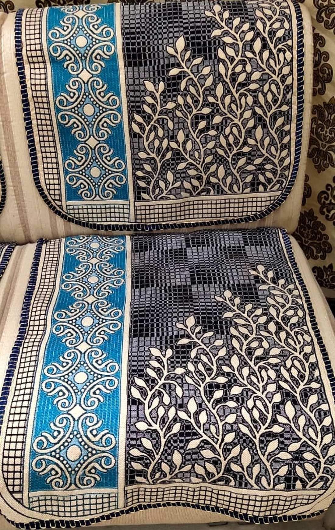 Griiham Contemporary Leaves Design Sofa Cover for 5 Seater Sofa - Image 4