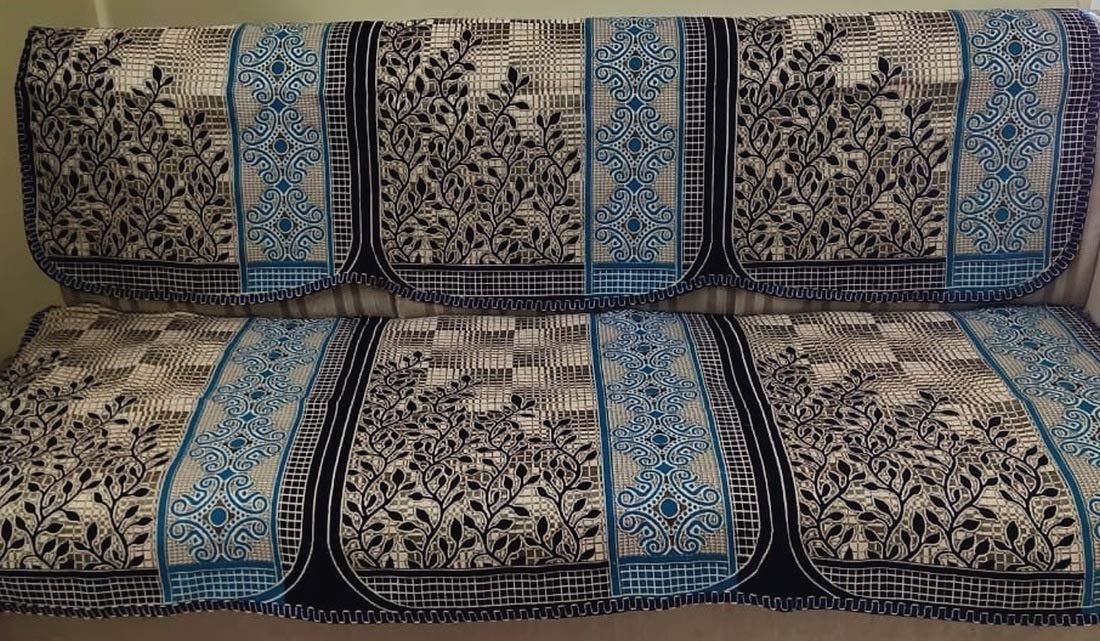 Griiham Contemporary Leaves Design Sofa Cover for 5 Seater Sofa - Image 7