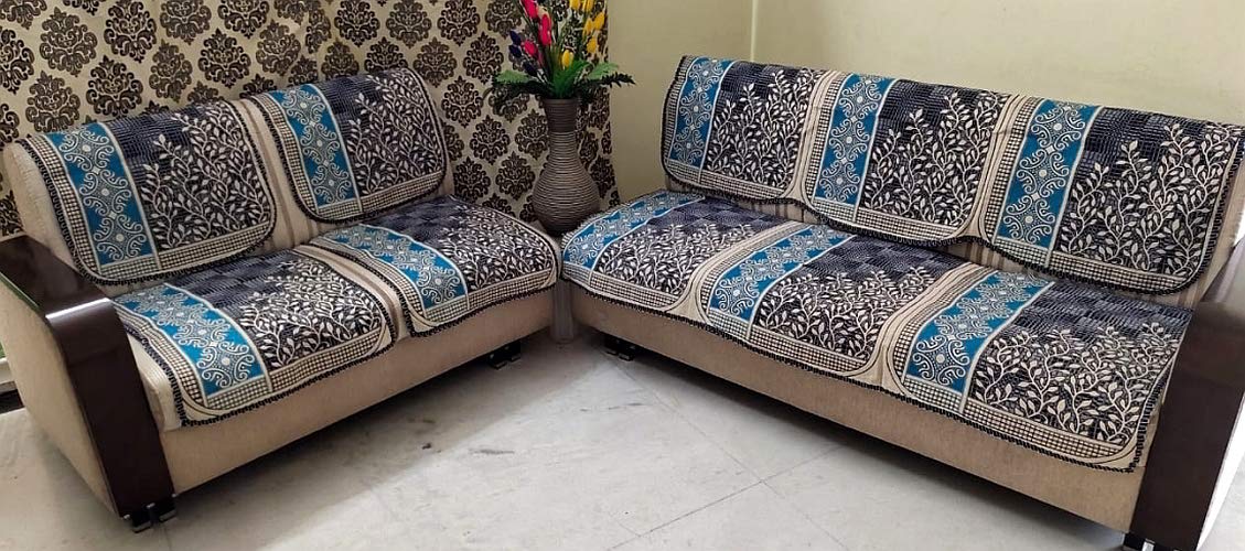 Griiham Contemporary Leaves Design Sofa Cover for 5 Seater Sofa - Image 8