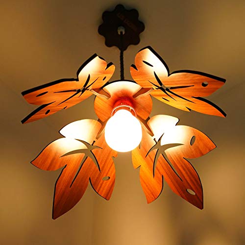 US DZIRE - THE BRAND OF LIFESTYLE 406 Hanging Lamp Electric Antique Wooden Ceiling Lights (with Gold Bulb) - Pendant Lamp Night Lamp Living Room,Bedroom,Home Decor,Modern Kitchen (Beige)