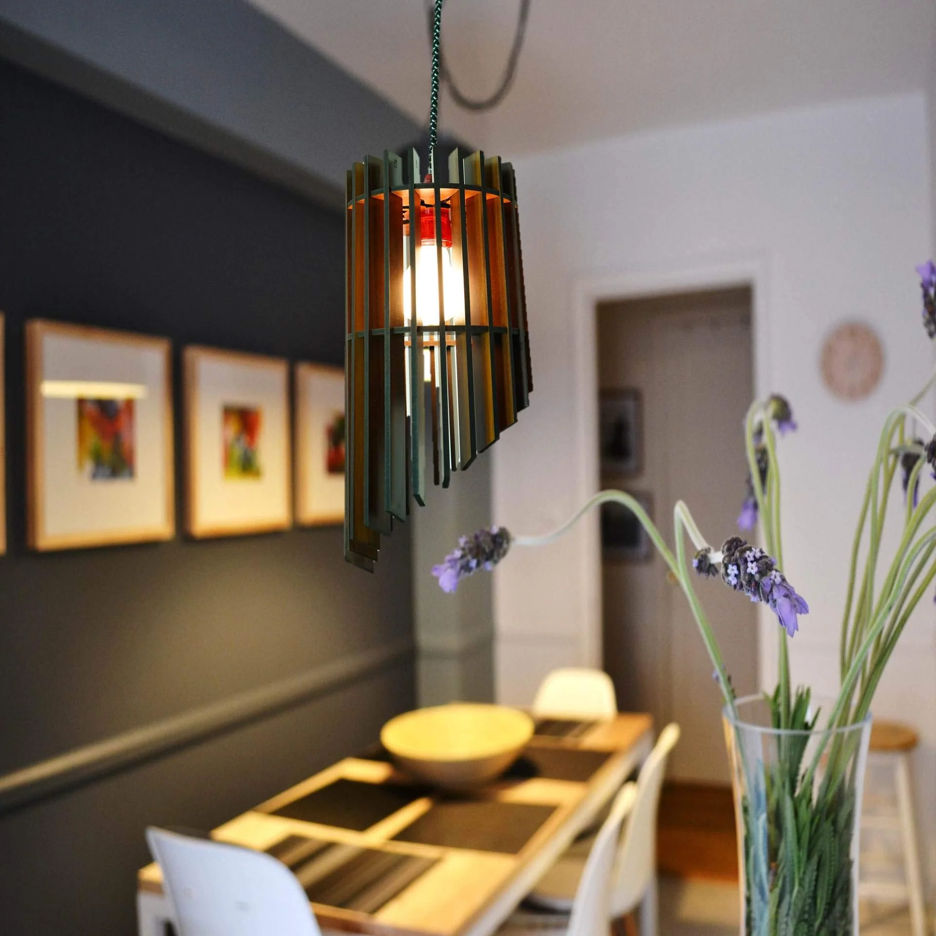 Hanging lamp electric antique Wooden Ceiling Lights(With Gold Bulb) - Image 3
