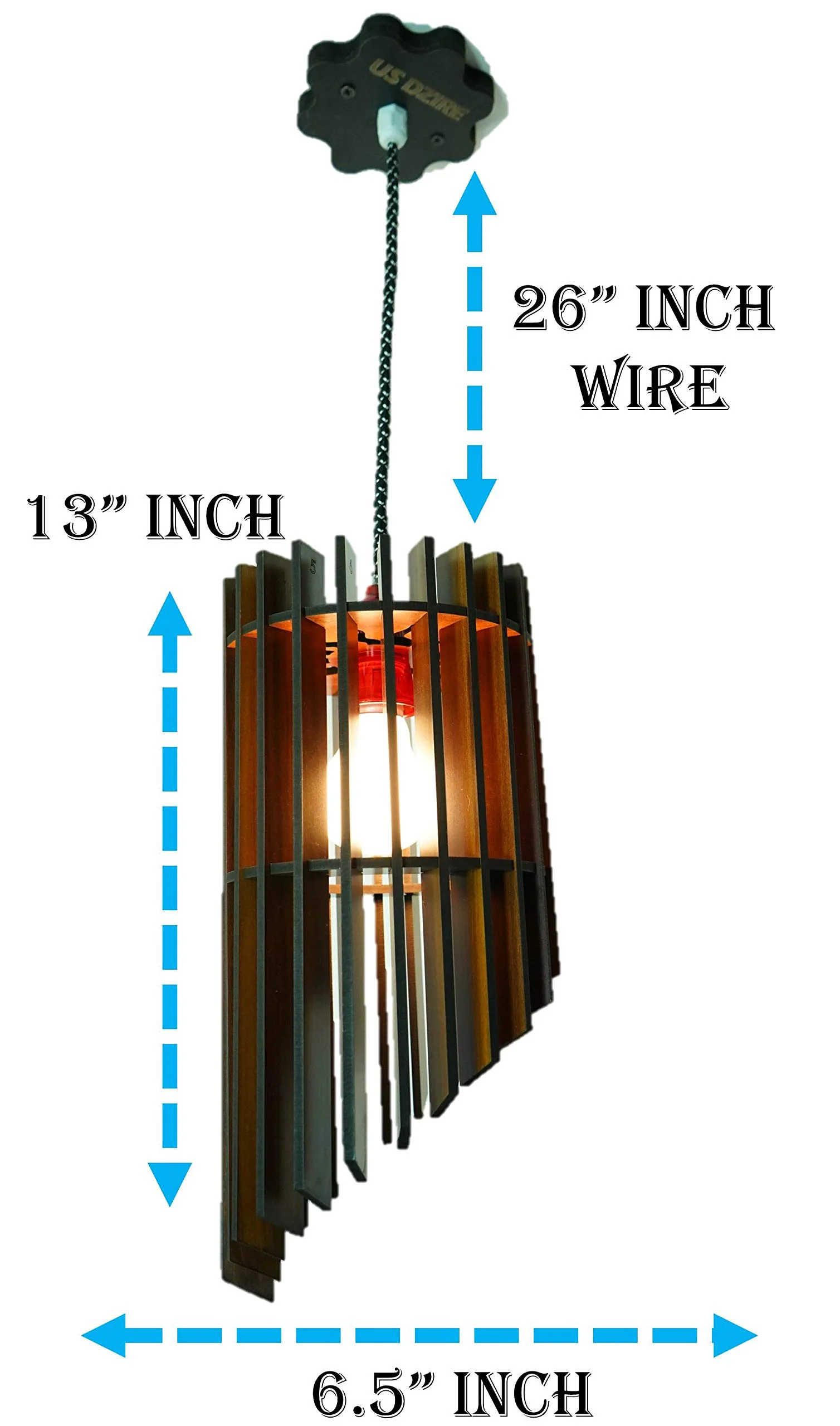 Hanging lamp electric antique Wooden Ceiling Lights(With Gold Bulb) - Image 4