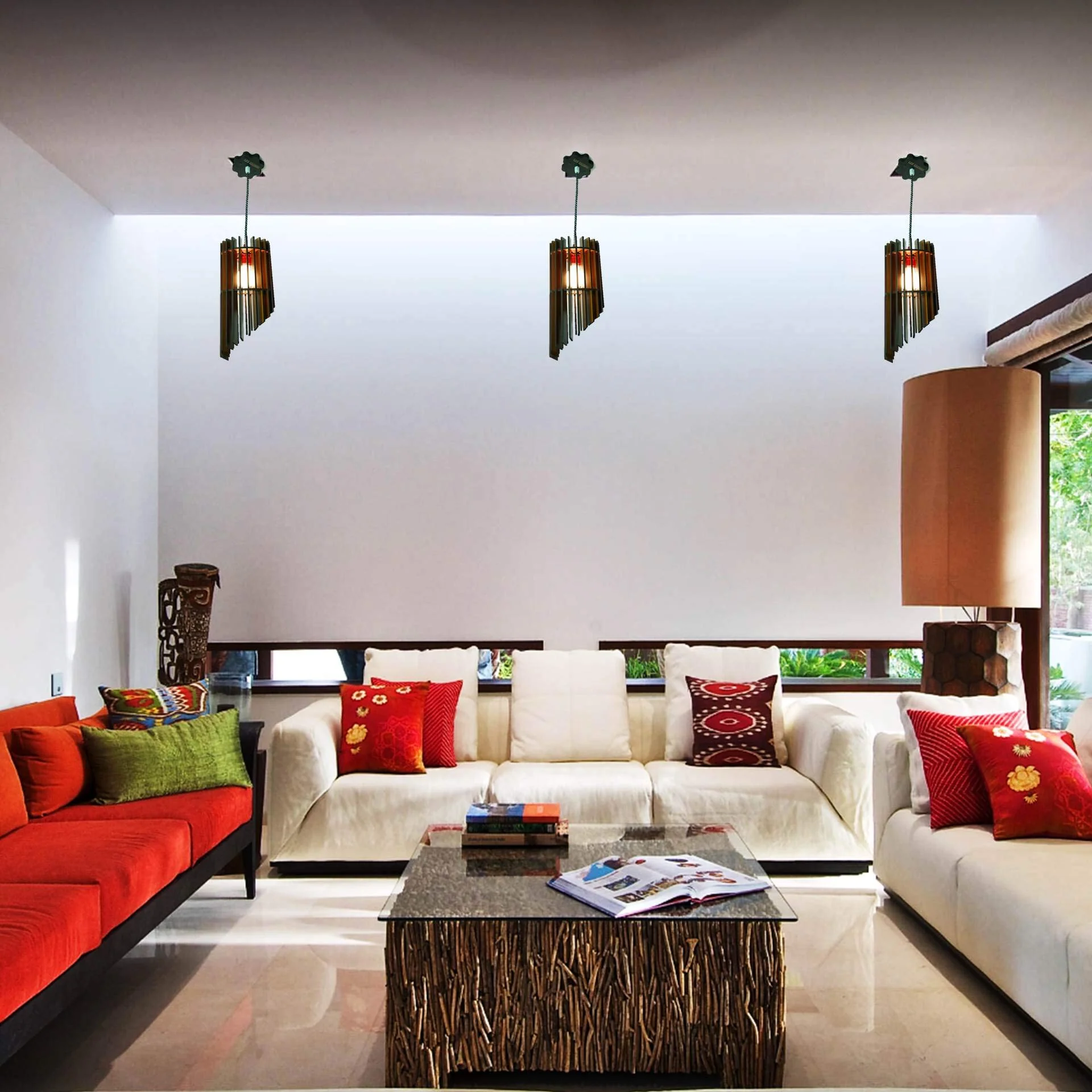 Hanging lamp electric antique Wooden Ceiling Lights(With Gold Bulb) - Image 6