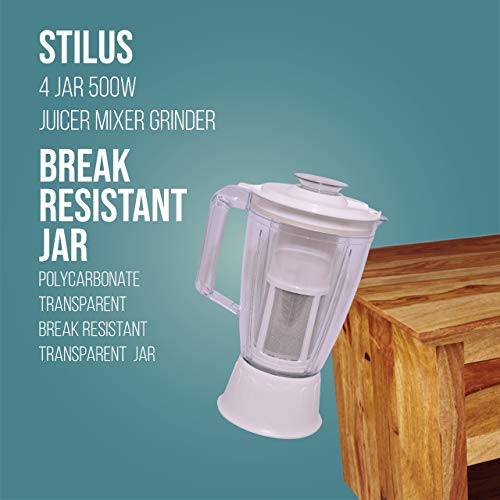 Havells Stilus 500 Watt Juicer Mixer Grinder with 4 jar (White/Black) - Image 9