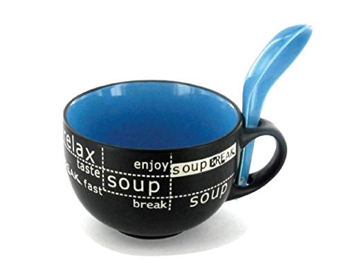 HAVME Ceramic Soup Bowl with Handle & Spoon - Set of 1, Assorted - Image 2