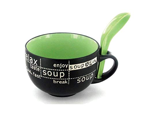 HAVME Ceramic Soup Bowl with Handle & Spoon - Set of 1, Assorted - Image 3
