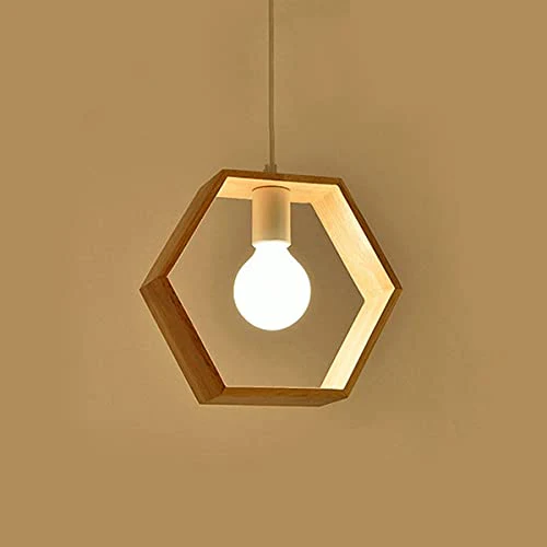 VXS Wooden 1 Head Modern Simple 3 Different Design Hexagon Square Triangle Shape Wood Pendant Light Lamp for Study Coffee Shop - Image 3