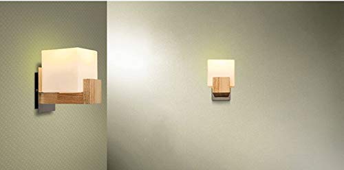 Himack® Wall Lamp & Scones with Wooden Fitting and Glass Shade (White White, Pack of One) - Image 3