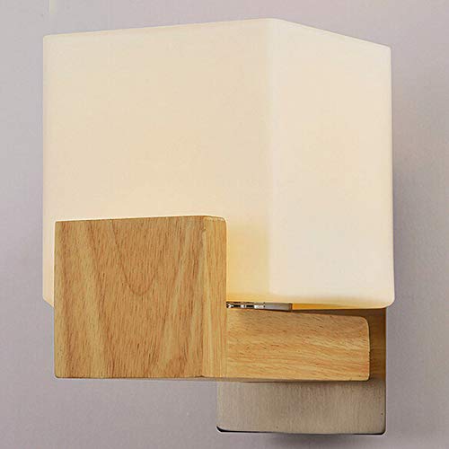 Himack® Wall Lamp & Scones with Wooden Fitting and Glass Shade (White White, Pack of One) - Image 5