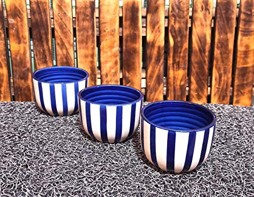 Hindustani Saudagar Hand Painted Ceramic Stoneware Serving/Snacks/Dessert Multi Purpose Bowl (Set of 3) Microwave Safe - Image 2
