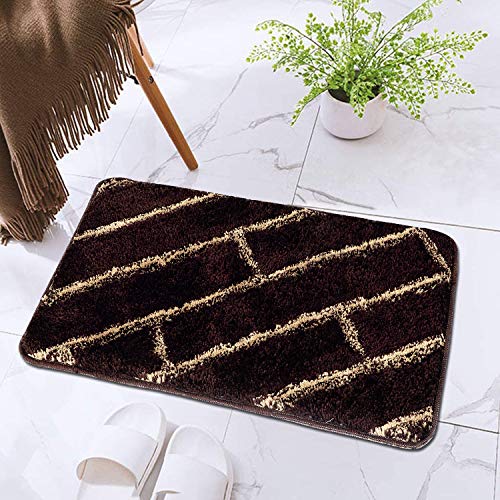 HOKIPO® Large 75x45 cm Microfiber Bath Mats for Bathroom - Bricks Coffee (IN-115-CF) - Image 2