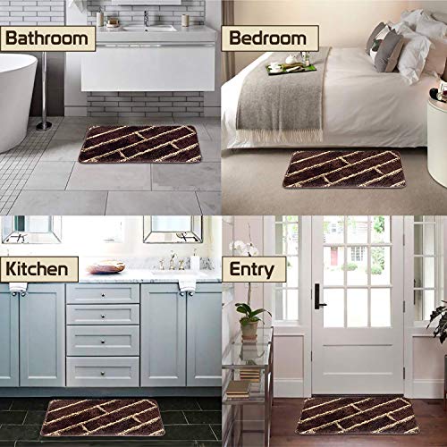 HOKIPO® Large 75x45 cm Microfiber Bath Mats for Bathroom - Bricks Coffee (IN-115-CF) - Image 3