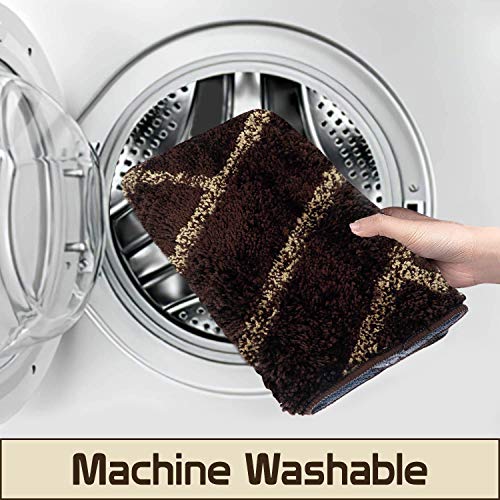 HOKIPO® Large 75x45 cm Microfiber Bath Mats for Bathroom - Bricks Coffee (IN-115-CF) - Image 4