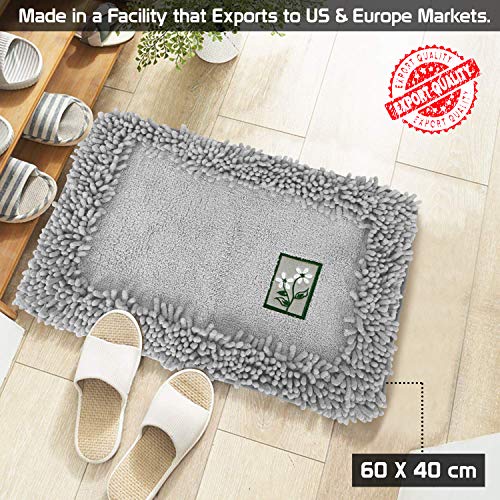 HOKIPO® Soft Microfiber Bath Mats for Home, 40x60cm, Grey (AR-2852-GRY) - Image 2