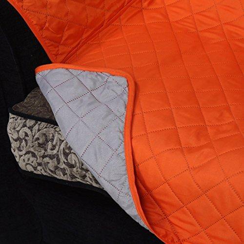 @home by Nilkamal Reversible Microfibre 2 Seater Sofa Cover - 60 GSM, Orange and Grey - Image 3