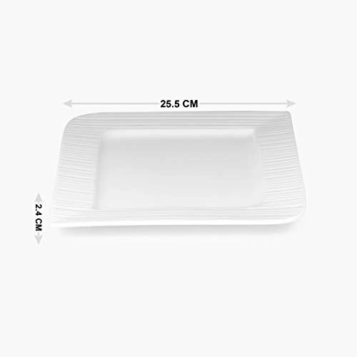 Home Centre Alamode Bone China Square Dinner Plate - White - Image 5