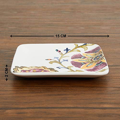 Home Centre Alora-Fiore Floral Print Square-Shaped Appetizer Plate - Multicolour - Image 3