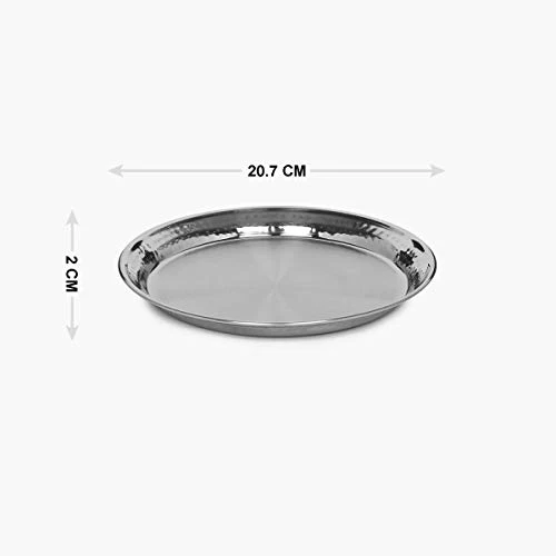 Home Centre Blaze Panchavati Hammered Stainless Steel Side Plate - Silver - Image 6