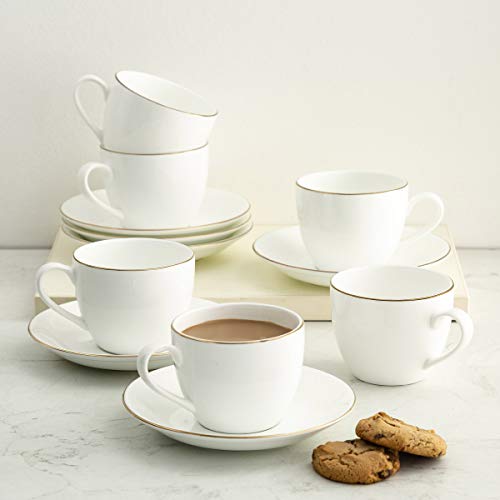 Home Centre Corsica Solid Cup and Saucer- Set of 6