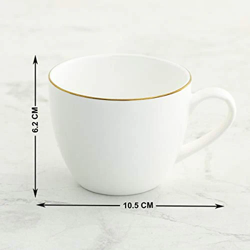 Home Centre Corsica Solid Cup and Saucer- Set of 6 - Image 3
