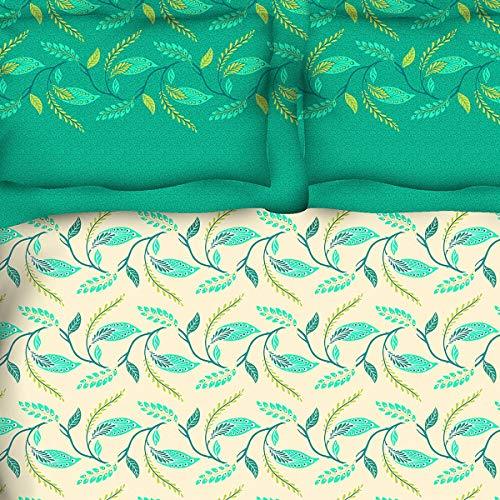 Home Centre Cotton Harold Aquamarin Botanical Print 3-Piece Double Bedsheet Set- 228 x 254 cm (Green) - Image 3