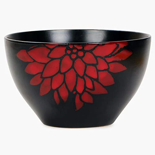 Home Centre Dahlia Stoneware Bowl - Black - Image 3