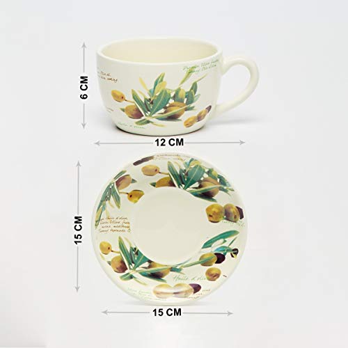 Home Centre Malvina Printed Tea Set - 1 Cup and 1 Saucer - Beige - Image 4