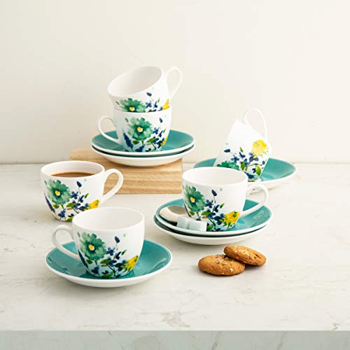 Home Centre Mandarin Printed Cup and Saucer - Set of 12