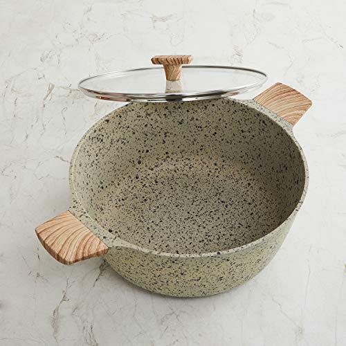Home Centre Marshmallow Granite Sauce Pot with TPR Wooden Handle (Beige) - Image 3