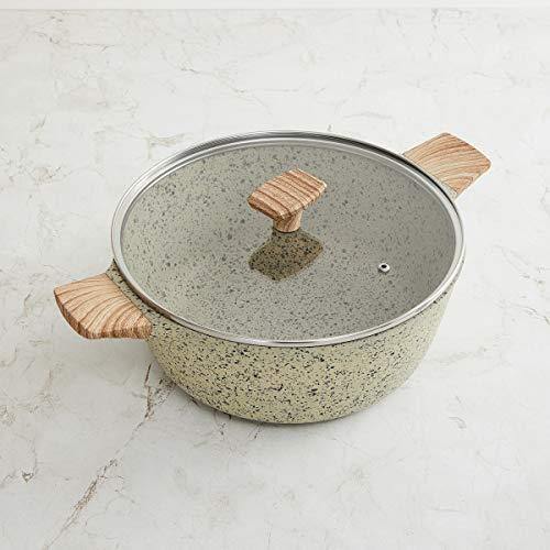 Home Centre Marshmallow Granite Sauce Pot with TPR Wooden Handle (Beige) - Image 5