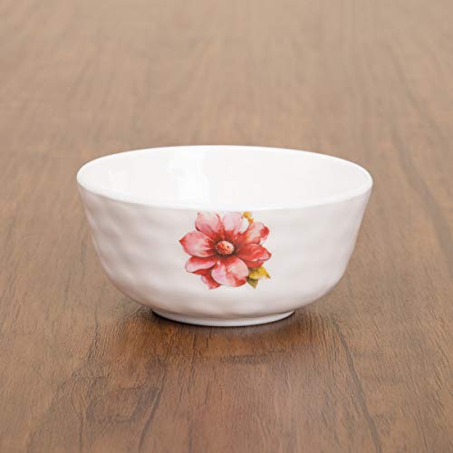 Home Centre Meadows-Malva Printed Curry Bowl - White