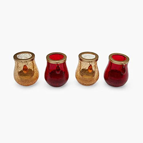 Home Centre Raga Orchard Crackle Tea Light Holders-Set of 4 Pcs - Multicolour - Image 4