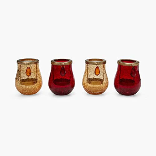 Home Centre Raga Orchard Crackle Tea Light Holders-Set of 4 Pcs - Multicolour - Image 6