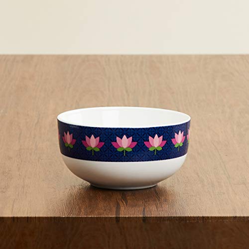 Home Centre Raisa Retro Lotus Print Cereal Bowl