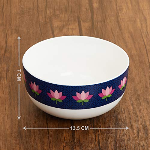 Home Centre Raisa Retro Lotus Print Cereal Bowl - Image 3
