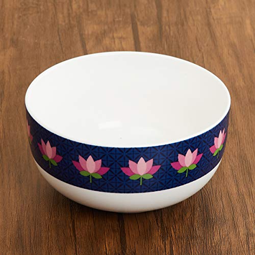 Home Centre Raisa Retro Lotus Print Cereal Bowl - Image 4