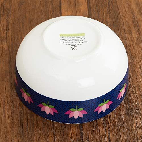 Home Centre Raisa Retro Lotus Print Cereal Bowl - Image 5