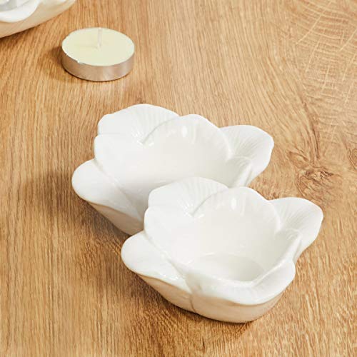 Home Centre Redolance Flower T-Light Holder- Set of 2 Pcs - White