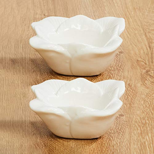 Home Centre Redolance Flower T-Light Holder- Set of 2 Pcs - White - Image 2