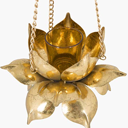 Home Centre Redolence Neptune Lotus Hanging Light Holder - Gold - Image 3