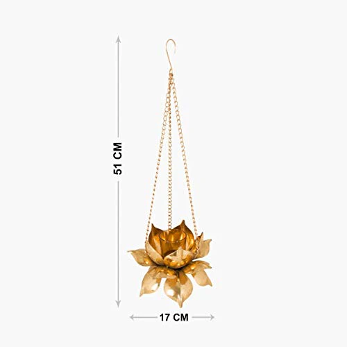 Home Centre Redolence Neptune Lotus Hanging Light Holder - Gold - Image 4