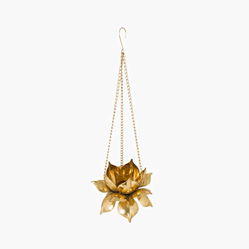 Home Centre Redolence Neptune Lotus Hanging Light Holder - Gold - Image 5