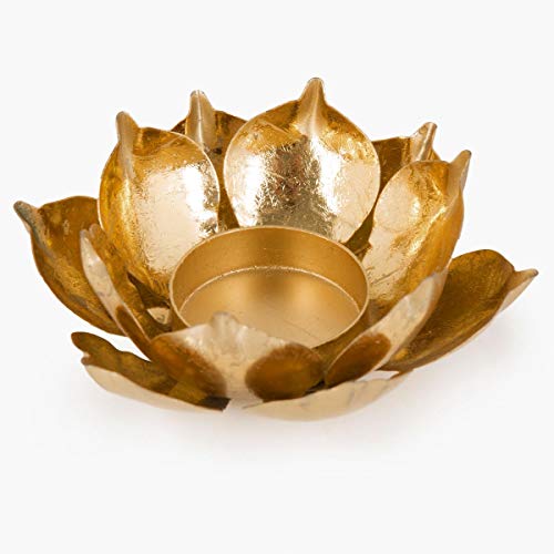 Home Centre Redolence Neptune Lotus Light Holder Set- 2 Pcs. - Gold - Image 4