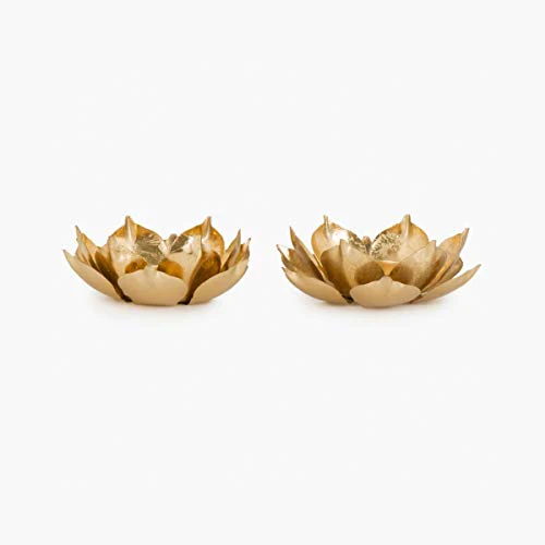 Home Centre Redolence Neptune Lotus Light Holder Set- 2 Pcs. - Gold - Image 5