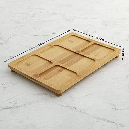 Home Centre Rhodes-Camolin 5-Piece Dessert Bowl Set with Bamboo Tray - Image 5