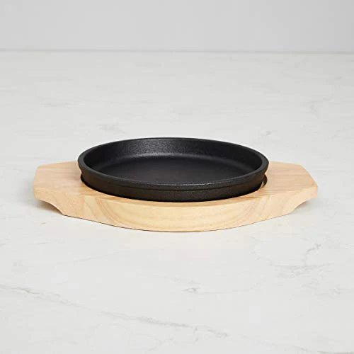 Home Centre Truffles-Hazel Sizzler Plate with Wooden Base - Black - Image 3
