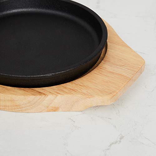 Home Centre Truffles-Hazel Sizzler Plate with Wooden Base - Black - Image 4