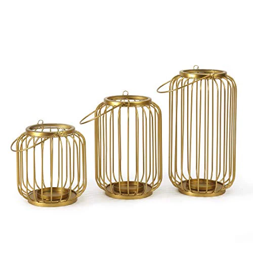 HOMEIVA Lantern Candle Holders (Vintage) (Set of 3)