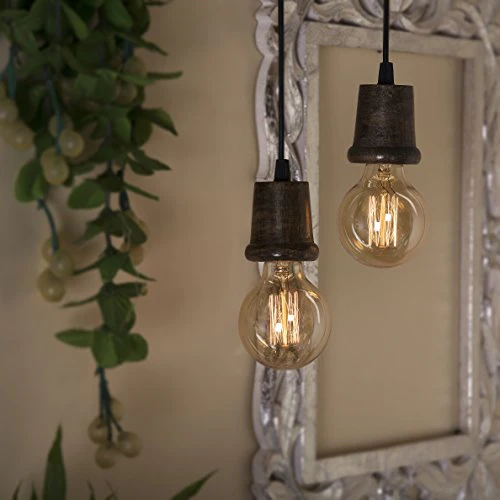 Homesake® Edison Filament Wooden Walnut Taper Bulb Holder, Urban, Retro, Nordic Style, with Fixture, Set of 2